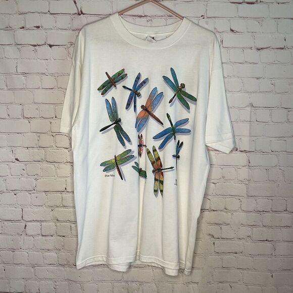 Vtg Anvil Dragon‎ Fly Art Wild Cotton Screen Printing T-shirt 2002 Size XL - Picture 2 of 10